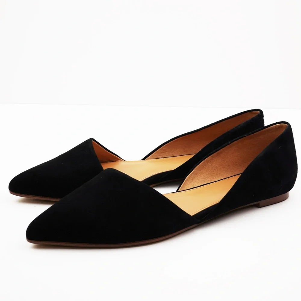 New JCREW Zoe Suede d'Orsay Flats in Black - Picture 4 of 6
